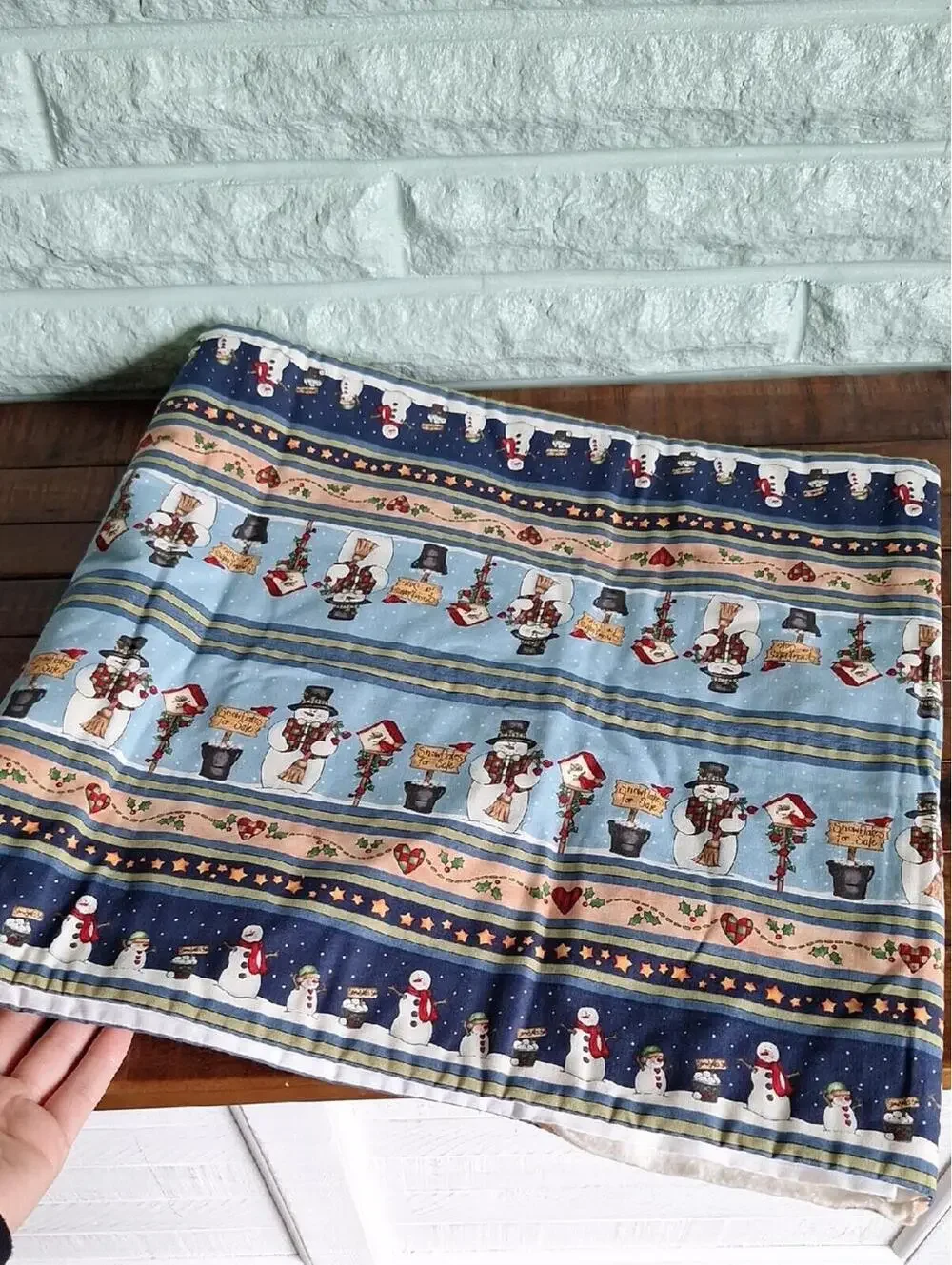 Handmade Christmas Snowman Table Runner